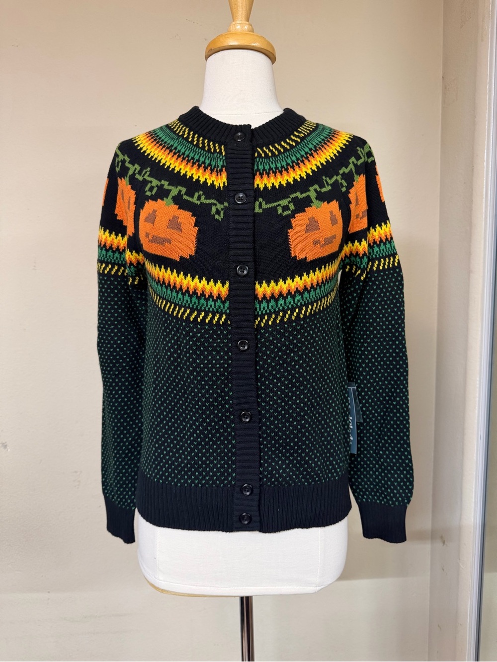 ModCloth Halloween Pumpkin Jack O' Latern Spooky Cardigan Sweater